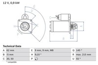 Starter Bosch 0 986 013 850 FÜR CitroËN Peugeot Anlasser Startmotor