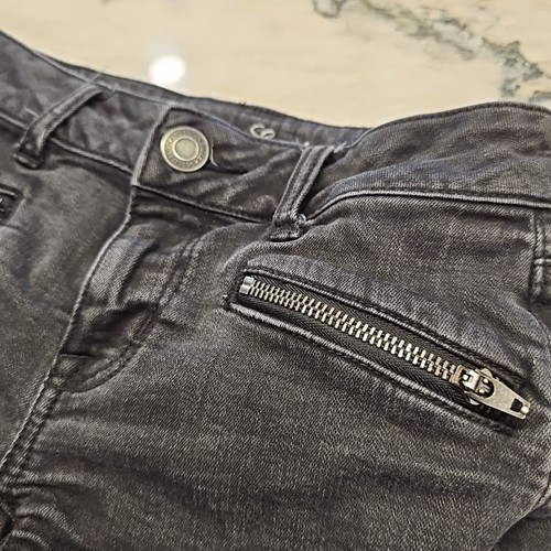 Pantalones Cortos American Eagle Para Mujer Talla 00 NEGROS Denim Shortie Cremallera Súper Elástica - Imagen 3 de 9