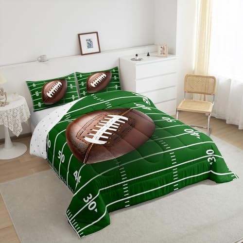 Football Bedding Set Rugby Sports Comforter Set for Kids Boys Twin Multi 25 - Picture 6 of 7