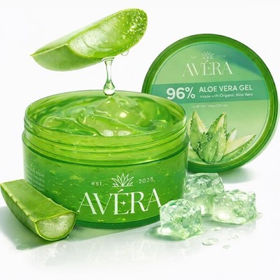 Avera Organic Aloe Vera Gel for Scalp, Hair, Face & Body, 96% Pure Aloe Vera Gel