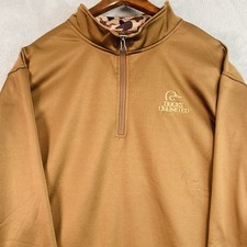 Ducks Unlimited Long Sleeve Brown & Duck Camo 1/4 zip Pullover Mens XL Hunting