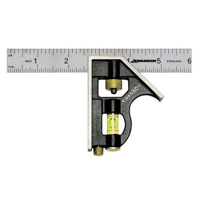 6 In. Pocket Combination Square with Stainless Steel Blade and Bubble Level