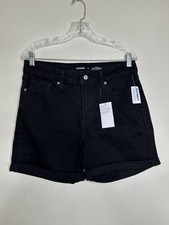 Old Navy Size 10 NEW High Rise OG Straight Black Denim Shorts Secret Smooth Pick