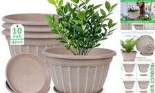 10 Inch Plants Pot,4 Pack Flower Pots,Planters Pot with 10 inch-4 pack Beige