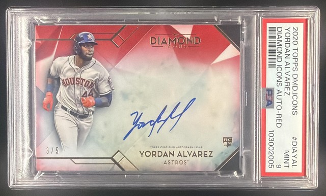 2020 Topps Diamond Icons Yordan Alvarez #DIA-YAL Auto Red 3/5 RC Astros PSA 9