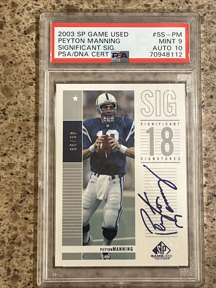 2003 SP Game Used Peyton Manning PSA Mint 9, Auto 10.  Significant Sig /99 - Image 3 of 3