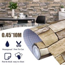 Self Adhesive Brick Stone Imitation Wallpaper Retro Waterproof Home Wall Cover