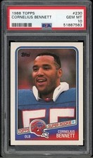 1988 Topps #230 Cornelius Bennett PSA 10 Rookie Card College Football HOF. rookie card picture