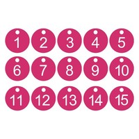 15Stk Runde Id NummernschlüSselanhäNger Numeriert 1-15, Rosa/Rot-Weiß