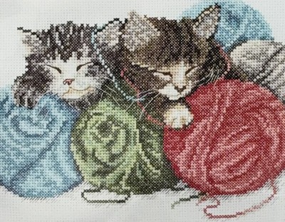 Brand New Anchor Counted Cross Stitch Kit PCE590 Cat Kittens w/Yarn Ball 6.5x7.5