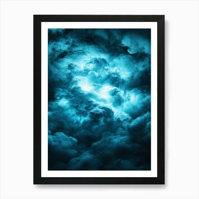 Blaue Wolken am Himmel Kunstdruck gerahmt Wandbild Poster Leinwanddruck Bild