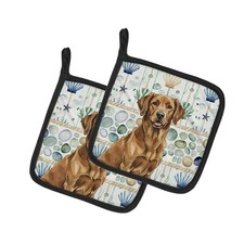 Caroline's Treasures Chesapeake Bay Retriever Coastal Sea Glass Pair Potholders