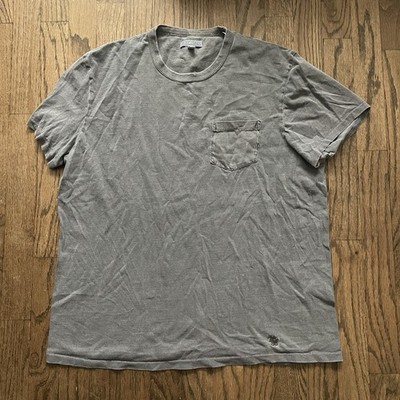 Wallace & Barnes Garment Dyed Blue Blank Pocket T-Shirt Men s Medium Made USA