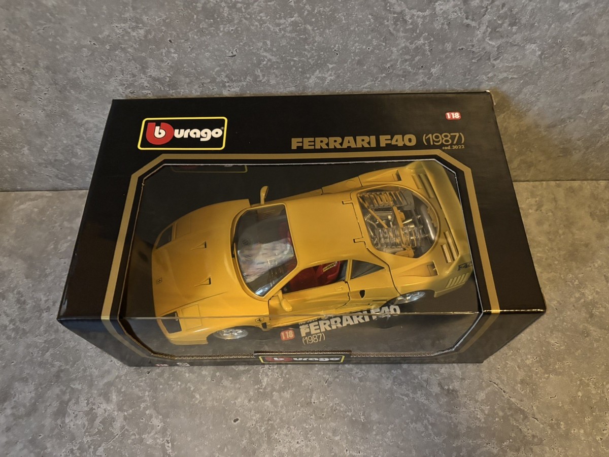 BURAGO Ferrari F40 in Yellow Rare 1987 1/18 scale bburago 3022 | eBay