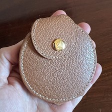 Rolex Swag Vintage Round Leather Travel Pocket Makeup Mirror