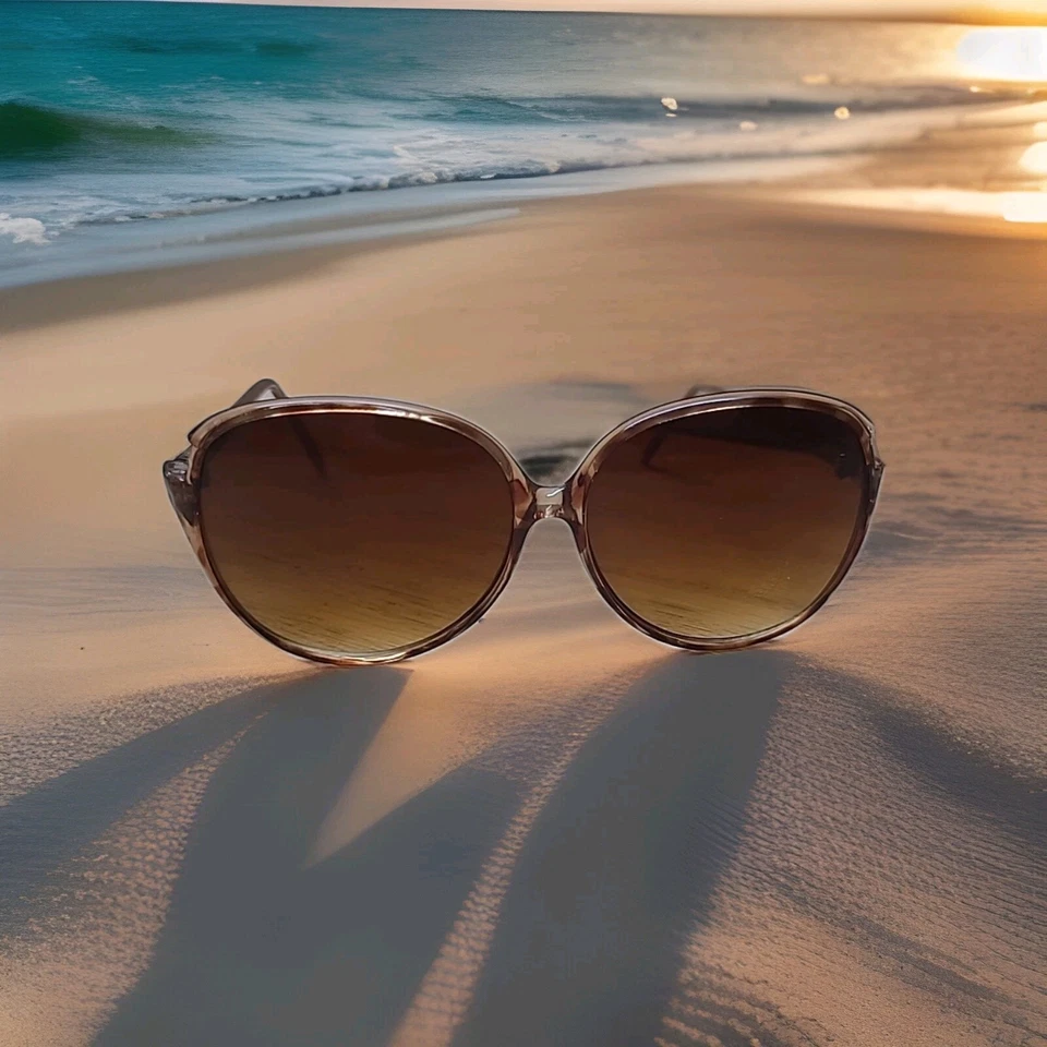 Gafas de sol vintage años 70 translúcidas imitación tortuga gran tamaño mariposa monturas boho Foto 2 de 4