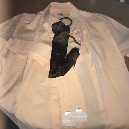 TuffRider English Show Shirt Size 38/XL Peach W/collar Sash And Ribbon