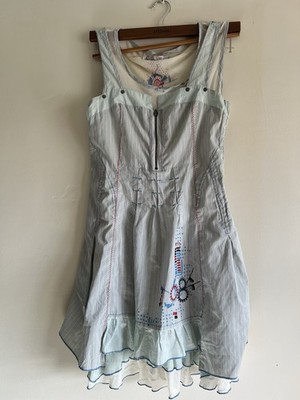 C est Pour Vout Paris Light Blue and White  Eclectic Mesh And Cotton Dress Sz 2