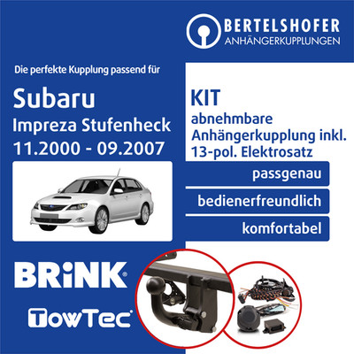 Für SUBARU Impreza Stufenheck Typ GD 11.2000-09.2007 AHK abn. +13pol spez E-Satz
