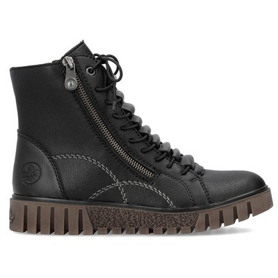 Women's leather ankle boots on the platform black Rieker Y3410-00