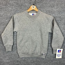 VTG Russell Athletic Pullover Sweatshirt Youth S Gray USA Made NWT NOS 90s