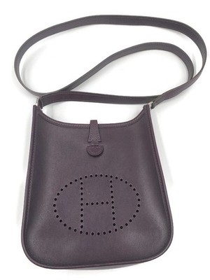 Authentic HERMES Purple Epsom Mini Evelyne TPM Crossbody Bag