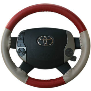 Toyota EuroTone Leather Steering Wheel Cover - You Pick 2 Colors Wheelskins WSET - Picture 3 of 12