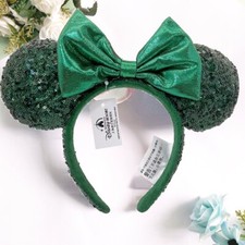 Disney Parks Emerald Green Sequins Ears Minnie Mouse Disney Resort Headband