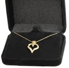 10K Yellow Gold  Diamond Double Heart Necklace in Box