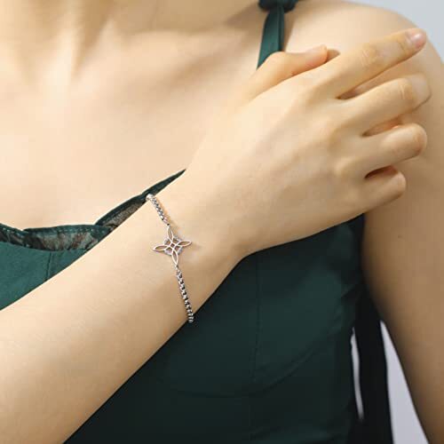Witches Knot Bracelet Stainless Steel Pagan Wiccan Symbol Magic Knot 4-Pointe... - Picture 3 of 7