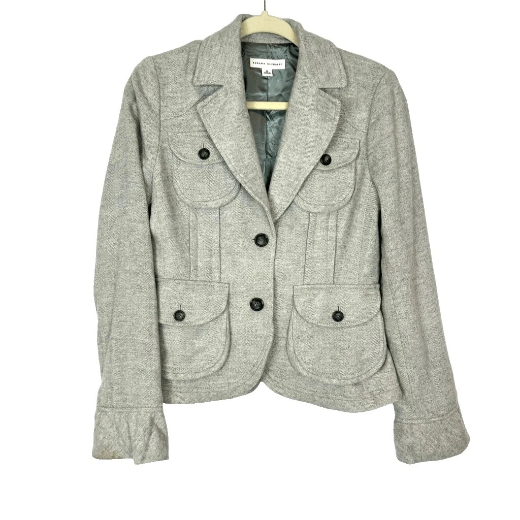 Blazers femininos Banana Republic espinha de peixe