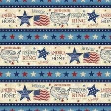 America, My Home By Wilmington Prints - Multi Border Stripe 82594-234