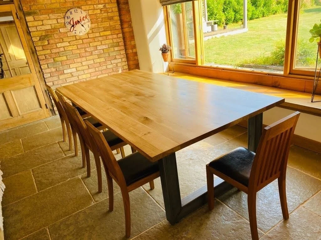 Solid Oak Dining Table Made To Order Industrial Loft Style Clear Lacquer