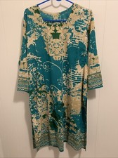 Indian/pakistani Women Aqua Blue And Tan Color Kameez Brand New