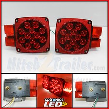 Pair Truck Trailer Submersible Led Square Trailer Tail Lights Stud Mount Boat
