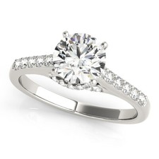1.24 Ct Round Simulated Diamond Engagement Bridal Ring 14K Solid White Gold 8