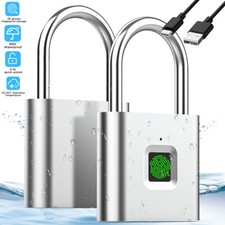 Smart Fingerprint Door Lock Security Keyless Padlock USB Rechargeable Waterproof
