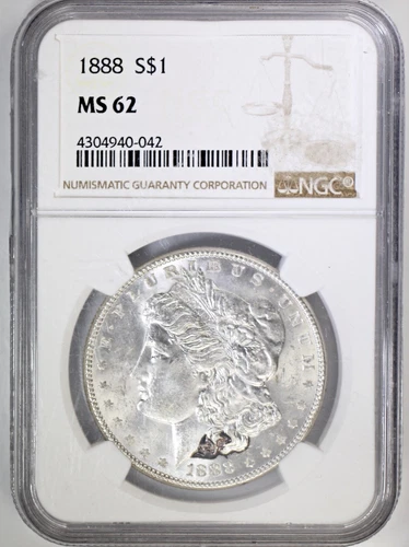 1882 Morgan Silver Dollar $1 NGC MS62 Super Bright White Coin Odd Spot