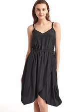 NWT Gap V-neck cami swing dress Black  SZ 6  #352199