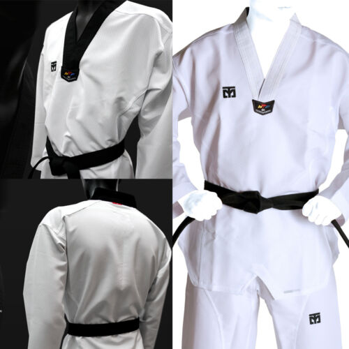 Taekwondo Uniform Suits Mooto Extera S5 Black White V Collar TKD Doboks WTF MMA - Picture 1 of 11