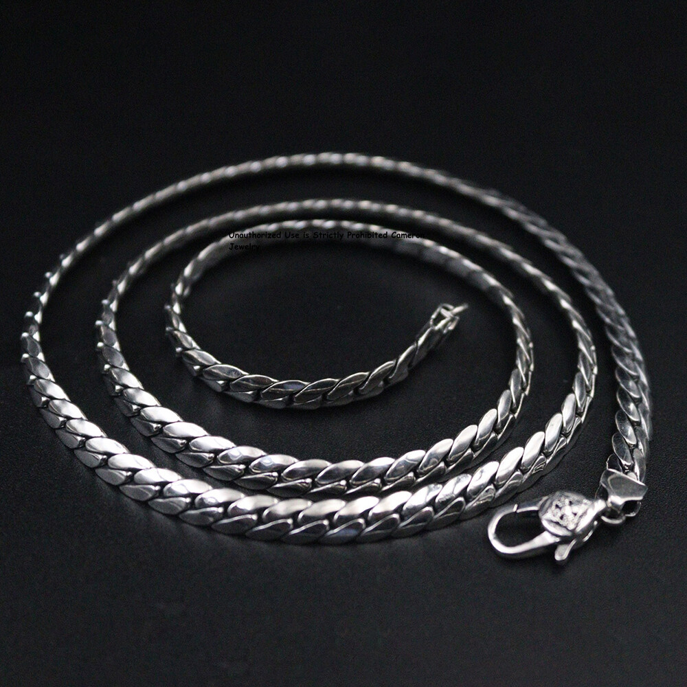 Pure S925 Sterling Silver Chain 5mm Snake Curb Link Necklace 33