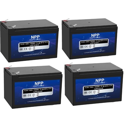 NPP Lithium 12.8V  8Ah 4 Pcs LiFePO4 Phosphate Battery BMS with 4500-8000 Cycles