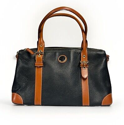 Dooney & Bourke Tan & Black leather Large Domed Satchel Dooney & Bourke Tan & Black leather Large Domed Satchel