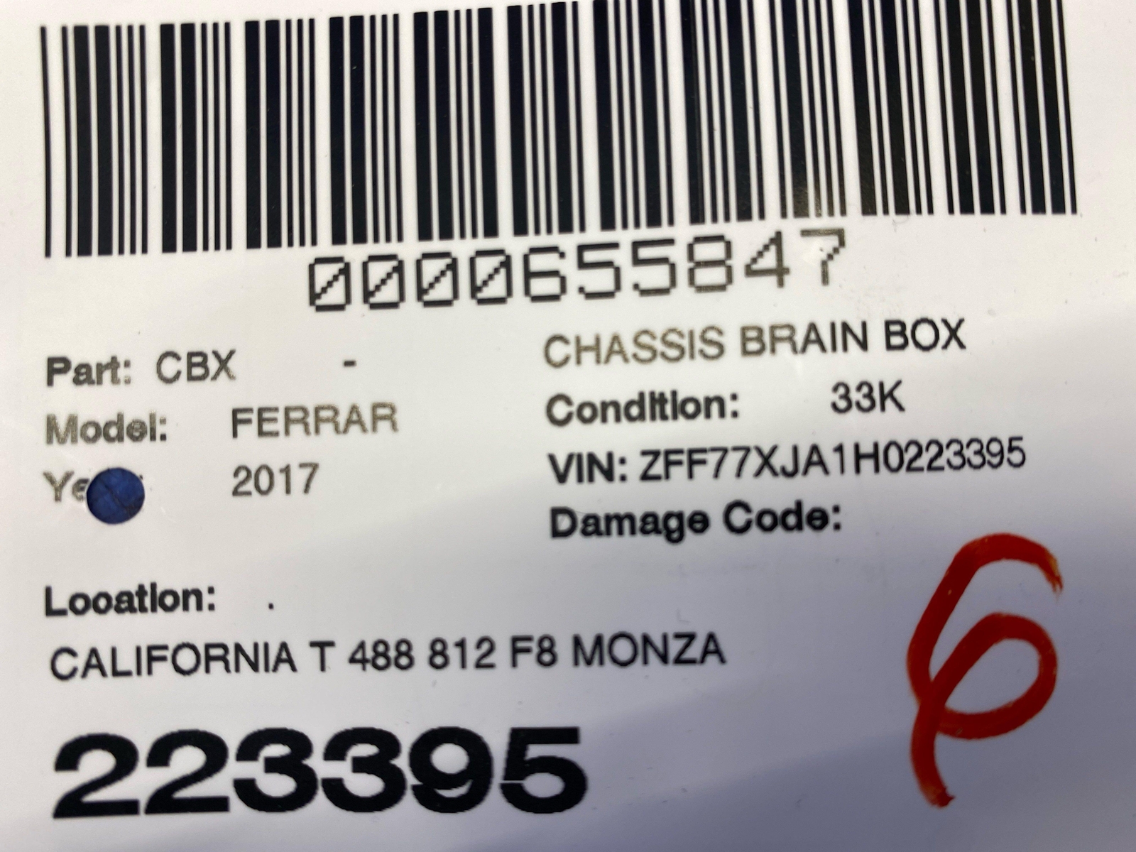 2015-2018 FERRARI CALIFORNIA T RWD 3.9L FUEL GAS PUMP CONTROL MODULE UNIT 294559