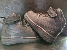 Nike Air Force 1 Mid LE TD Toddler Size 4C Triple Black Leather Sneakers NEW