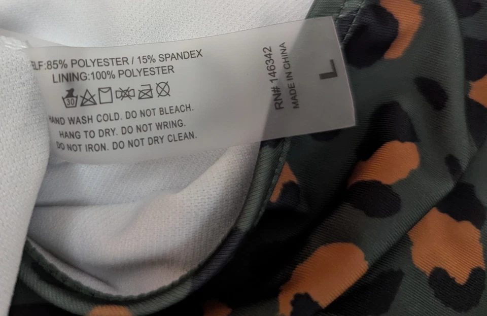 Nicole Miller Studio sz L One Piece Swimsuit animal print green black orang 0435 - Image 4 of 4