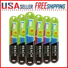 Reach Crystal Clean Toothbrush FIRM x 6 Pack with Free Travel Cap Firm Bristles