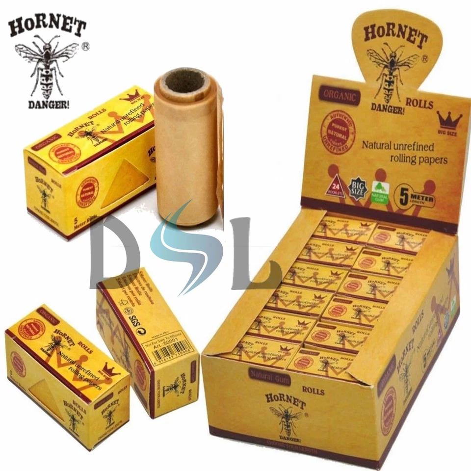 Hornet Organic Roll Rips Natural Fibre 5 Meter King Big Size Rolling Paper *NEW*
