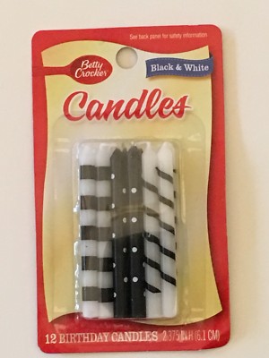 Betty Crocker Black & White Candles Birthday Party Multi Design Cake Candle New