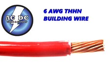 THHN 6 AWG GAUGE RED NYLON PVC STRANDED COPPER BUILDING WIRE 200'